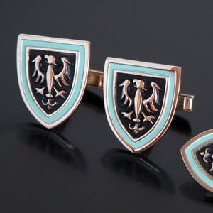 Vintage Crest Shield Cufflinks + Tie Clip